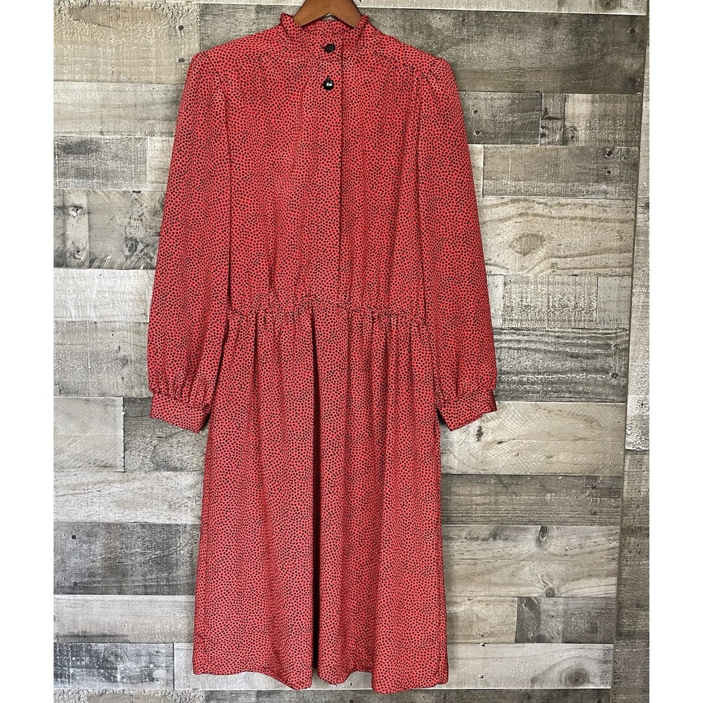 Vintage Diversity 80's A-Line Maxi Dress Red Dots Womens‎ Size 17 18 Modest